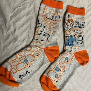 Blue Q Women's Funny Crew Socks My Cat is Cool